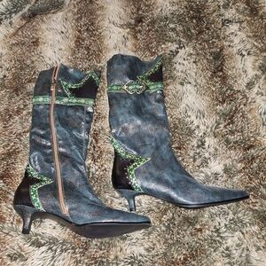 Stylish Blue and Green Women's Boots